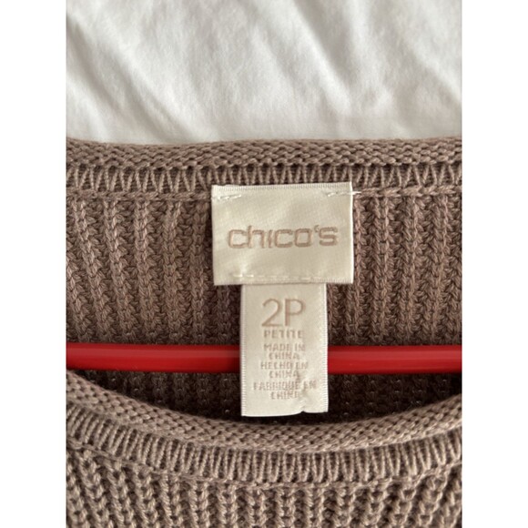 Chicos Drama Fringe Sweater Tan Brown Shimmer Rib Knit Large Chic Western - Picture 3 of 7